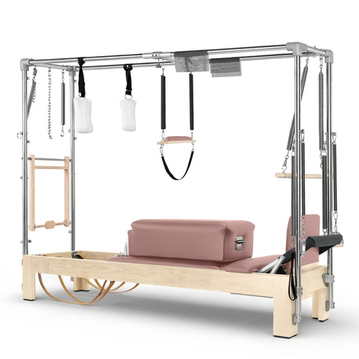 Elina Pilates Classic Cadillac Reformer, natural wood, Dusty Rose