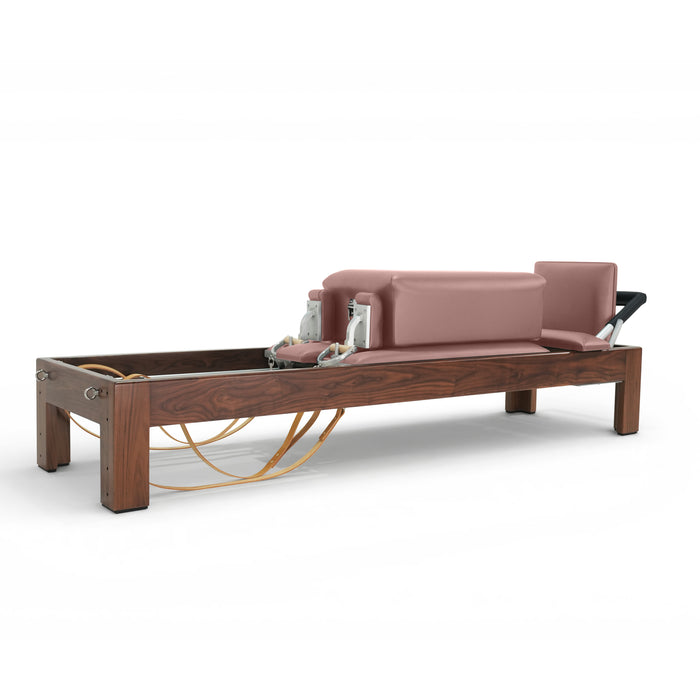 Elina Pilates Dark Wood Classic Reformer, Dusty Rose upholstery