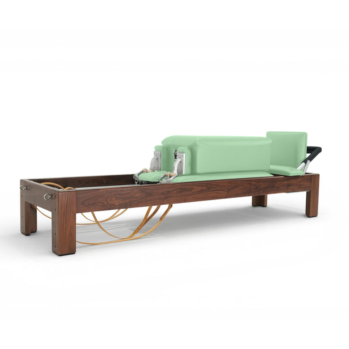 Elina Pilates Dark Wood Classic Reformer, Green upholstery