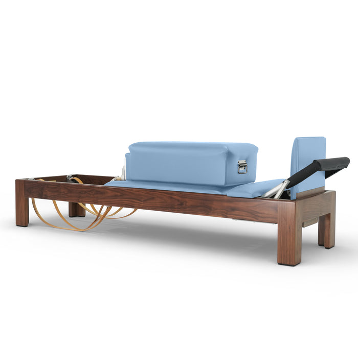 Elina Pilates Dark Wood Classic Reformer, Ocean Blue upholstery