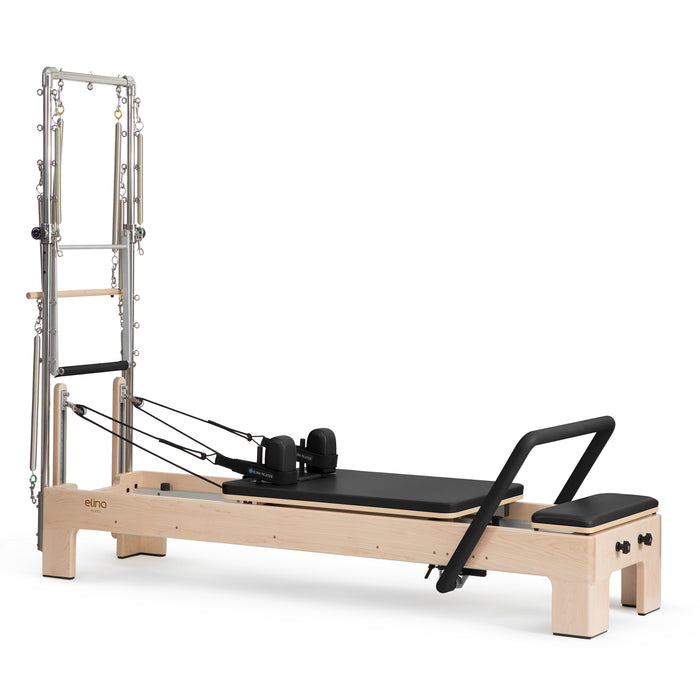 Elina Pilates Elite Advanced Reformer with Tower, Black upholstery