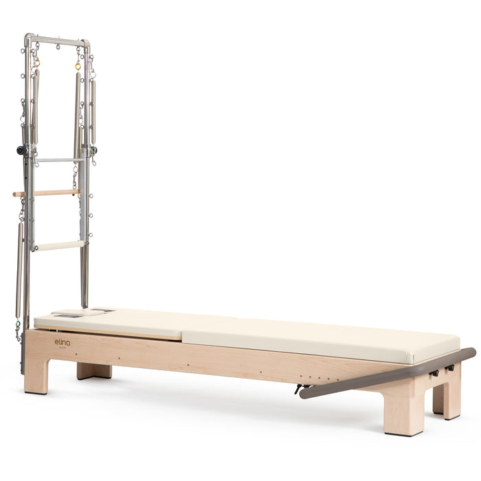 Elina Pilates Elite Advanced Reformer with Tower, Ivory upholstery