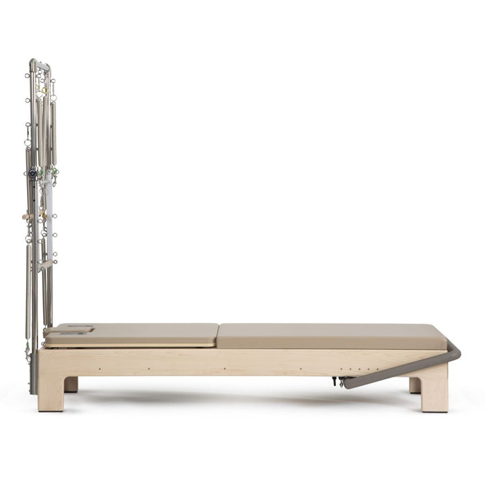 Elina Pilates Elite Advanced Reformer with Tower in Light Mocha upholstery