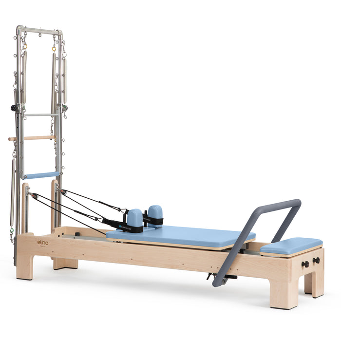 Elina Pilates Elite Advanced Reformer with Tower, Ocean Blue upholstery