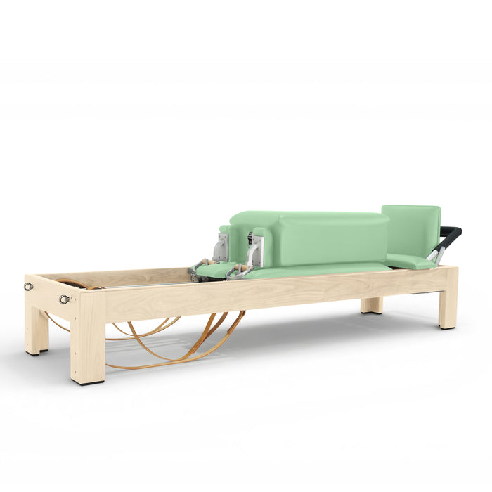 Elina Pilates Natural Wood Classic Reformer, Green upholstery