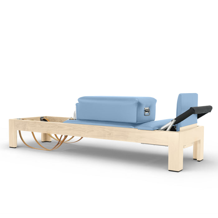 Elina Pilates Natural Wood Classic Reformer, Ocean Blue upholstery