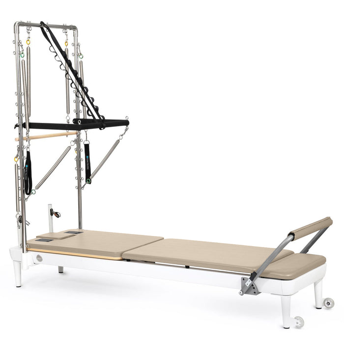 Elina Pilates Nubium Reformer with Tower in Light Mocha upholstery, official supplier photo