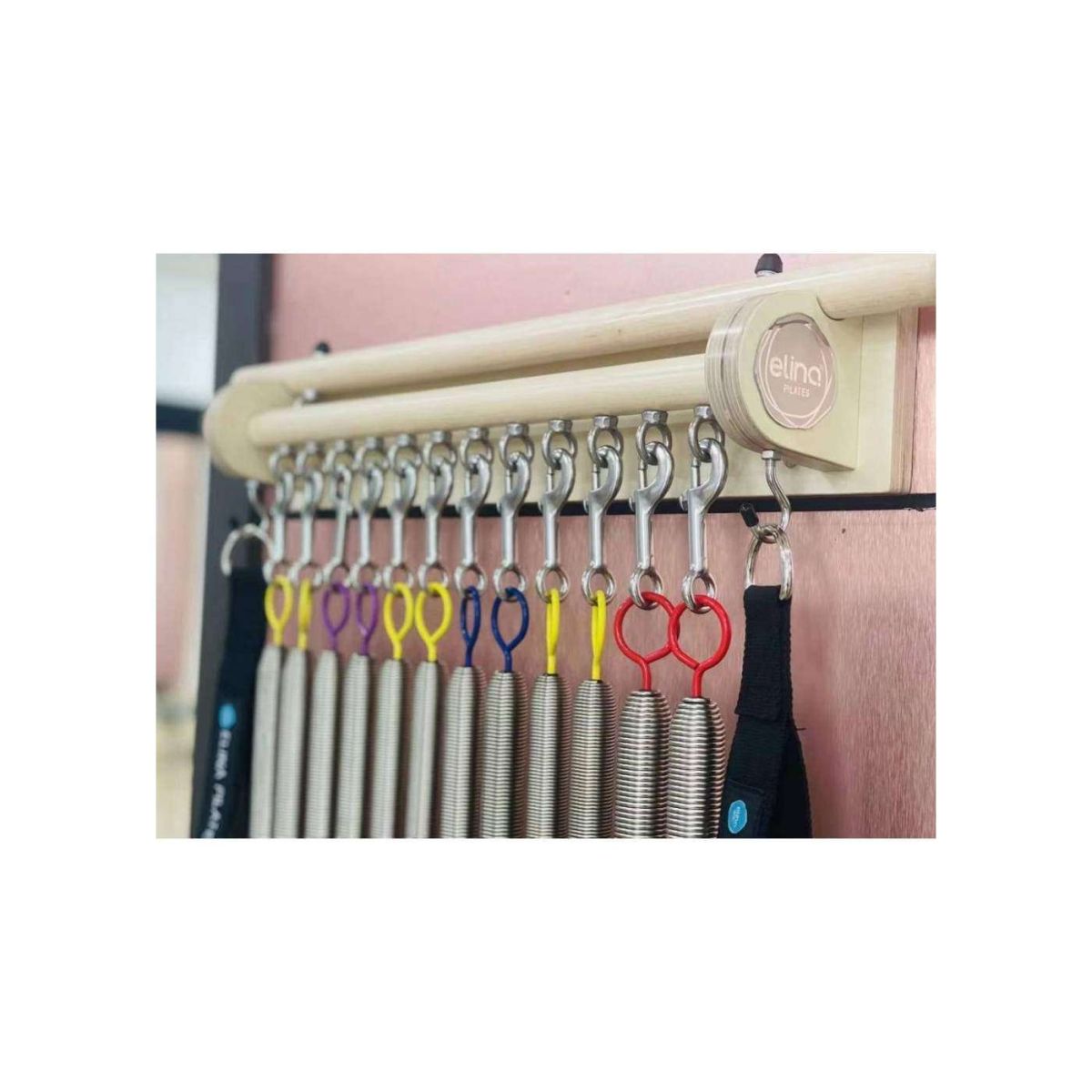 Elina Pilates Spring Hanger; springs and handles shown for illustration, not included