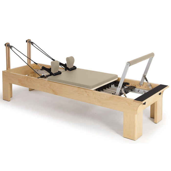 Elina Pilates Wooden Physio Reformer in Light Mocha upholstery, official supplier photo