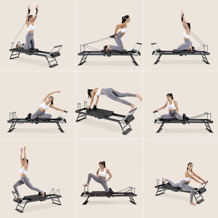 FLO Pilates Home Reformer exercise positions