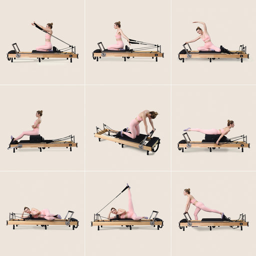 FLO Pilates Studio Reformer exercise positions