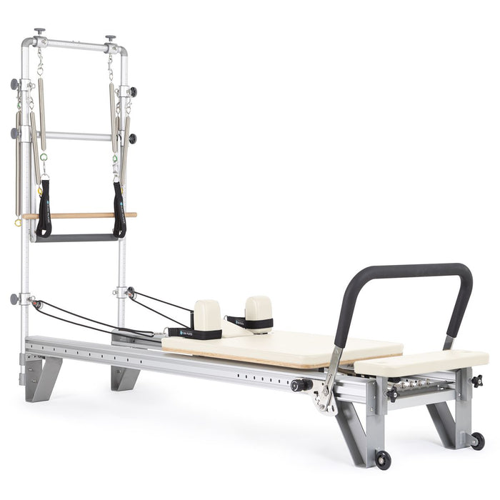 Elina Pilates Mentor Reformer with Tower in Ivory upholstery