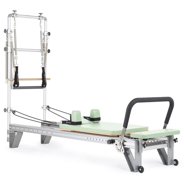 Elina Pilates Mentor Reformer with Tower in Green upholstery