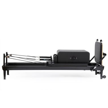 Black Pilates reformer with tower by Elina Pilates