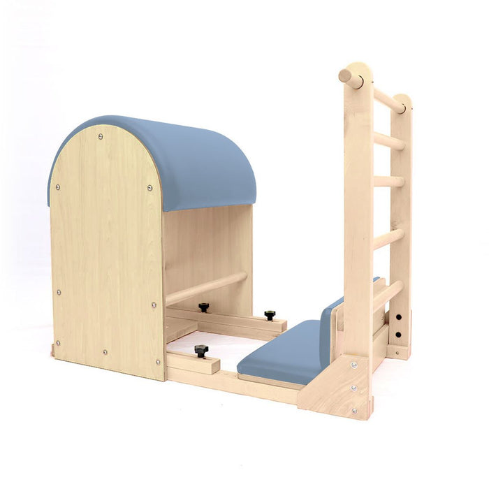 Elina Pilates Elite Ladder Barrel with Wooden Base – Ocean Blue upholstery