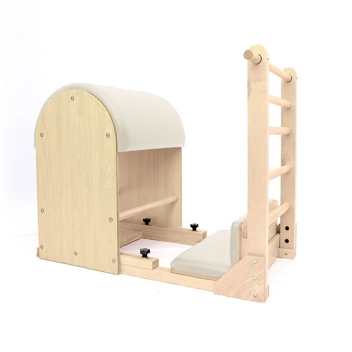 Elina Pilates Elite Ladder Barrel with Wooden Base – Ivory upholstery