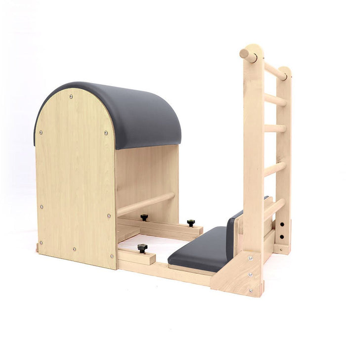 Elina Pilates Elite Ladder Barrel with Wooden Base – Grey upholstery