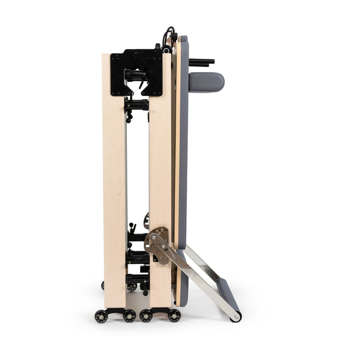 Elina Pilates Foldable Reformer for Home in Grey upholstery
