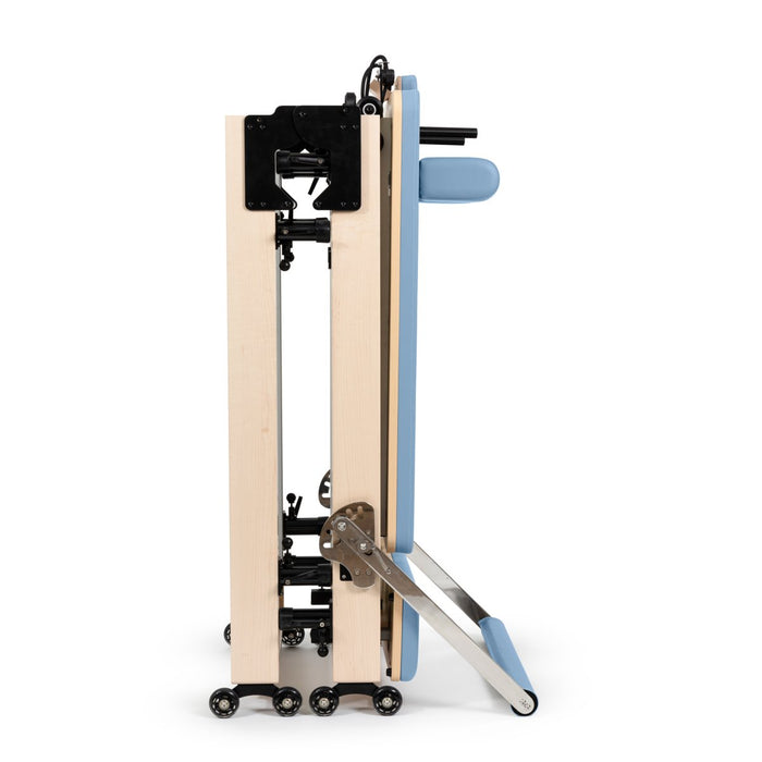 Elina Pilates Foldable Reformer for Home in Ocean Blue upholstery
