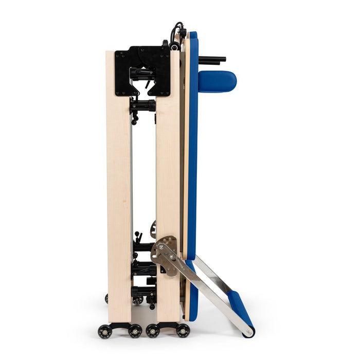 Elina Pilates Foldable Reformer for Home in Blue upholstery