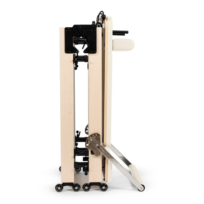 Elina Pilates Foldable Reformer for Home in Ivory upholstery