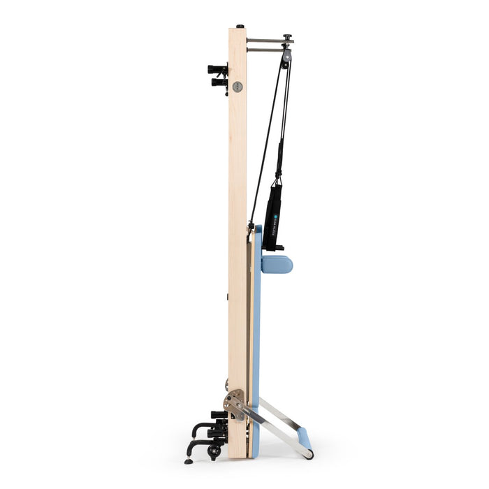 Elina Pilates Vertical Reformer for Home in Ocean Blue upholstery