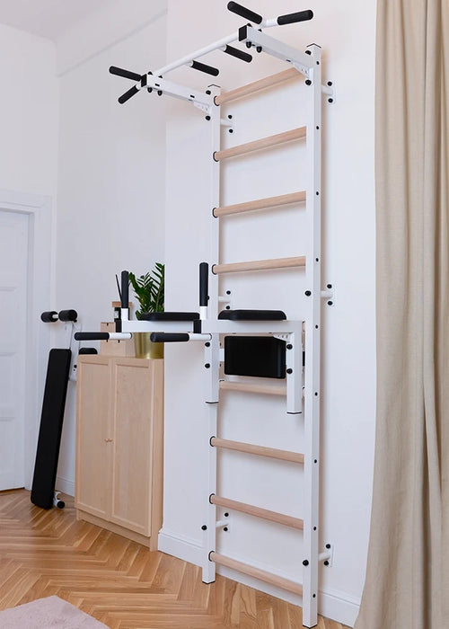 BenchK 722 White fixed pull-up bar and dip station