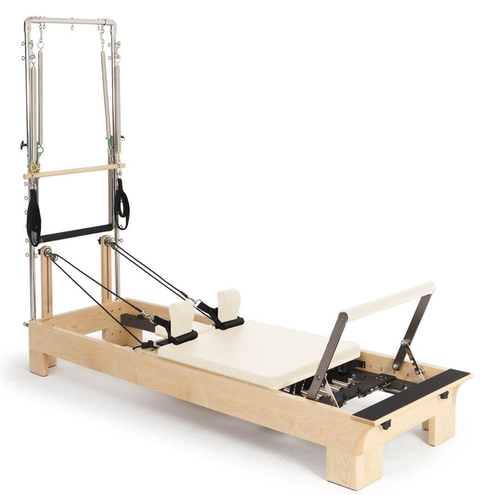 Elina Pilates Wood Reformer with Tower in Ivory upholstery — official product photo