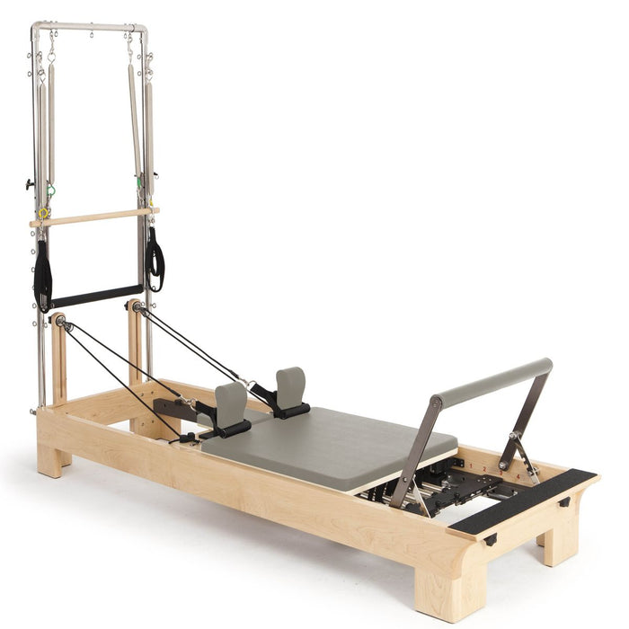Elina Pilates Wood Reformer with Tower in Moka upholstery — official product photo