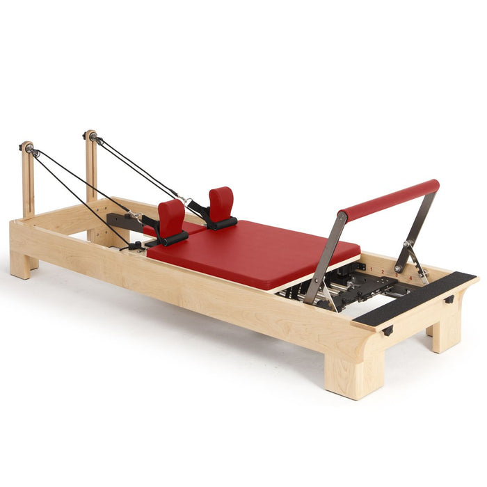 Elina Pilates Wooden Reformer Bundle in Red upholstery